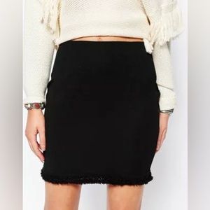 New Look Asos Black Fringe Trim Mini Skirt Size Small
